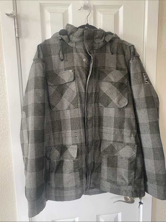 Billabong Other - Billabong’s Men’s Gray Plaid Hooded 4 Pocket 1 inside Jacket With Adjustable Fit